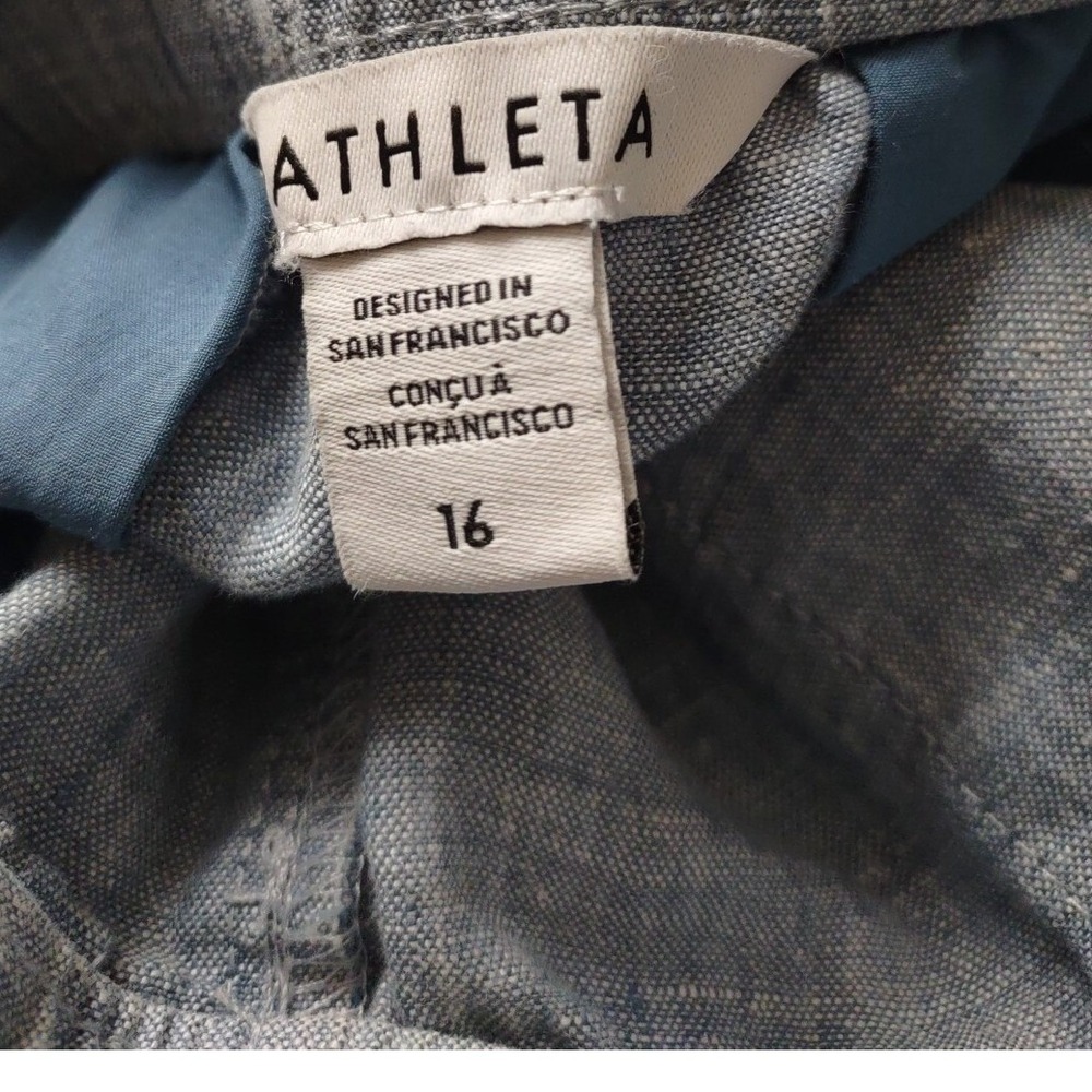 New Athleta 100% Linen Joggers Pants 16 Chambray Blue Travel NWT Vacation Cruise - Picture 8 of 13